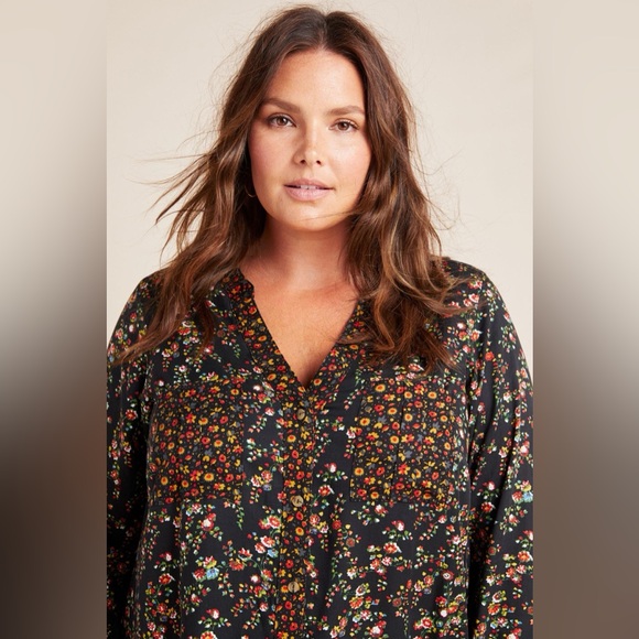 NWOT Maeve Anthropologie Size 10 Marlie Button Front Floral Tunic Mini Dress - Picture 4 of 11